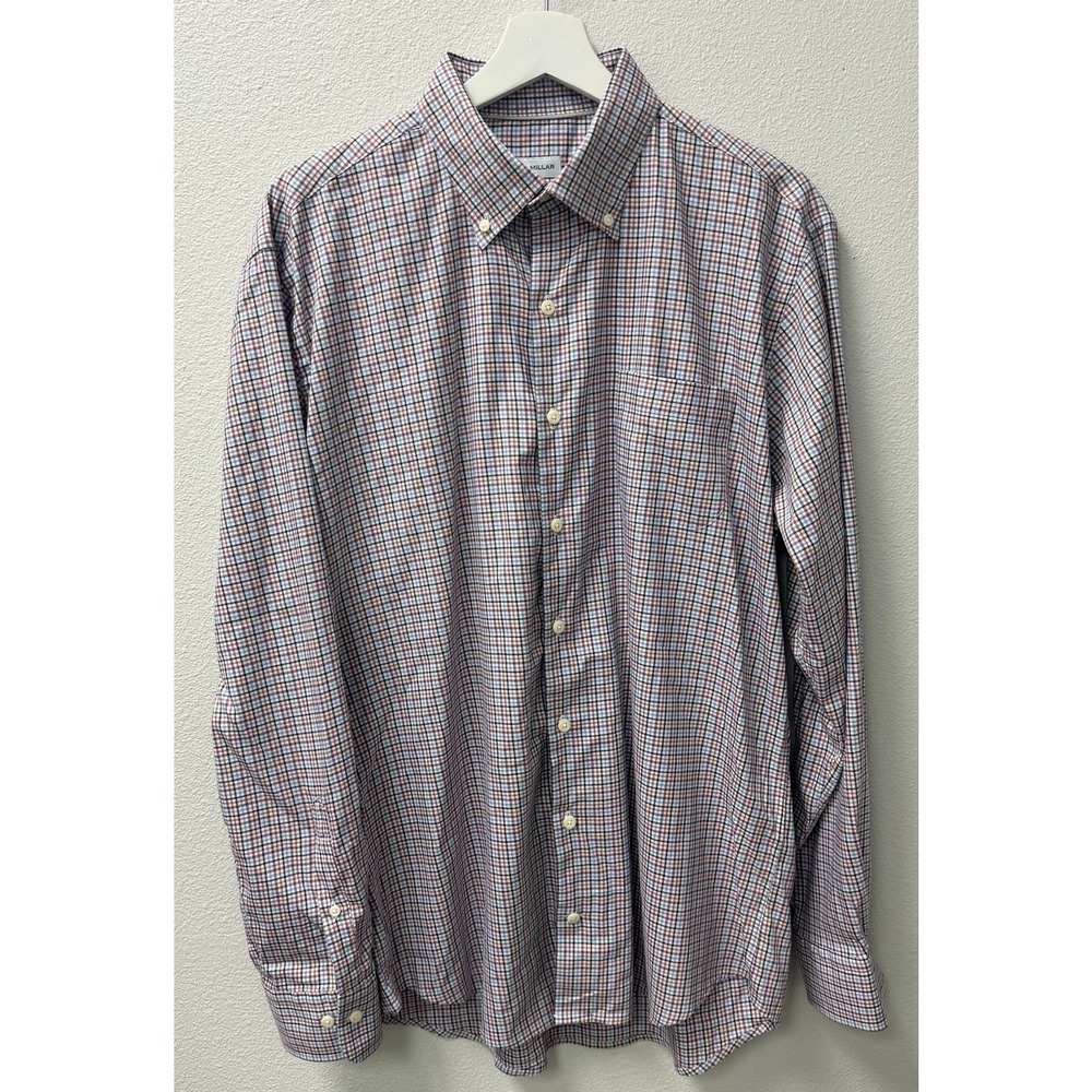 Peter Millar Mens Large Button Down Long Sleeve Checkered Dress Shirt